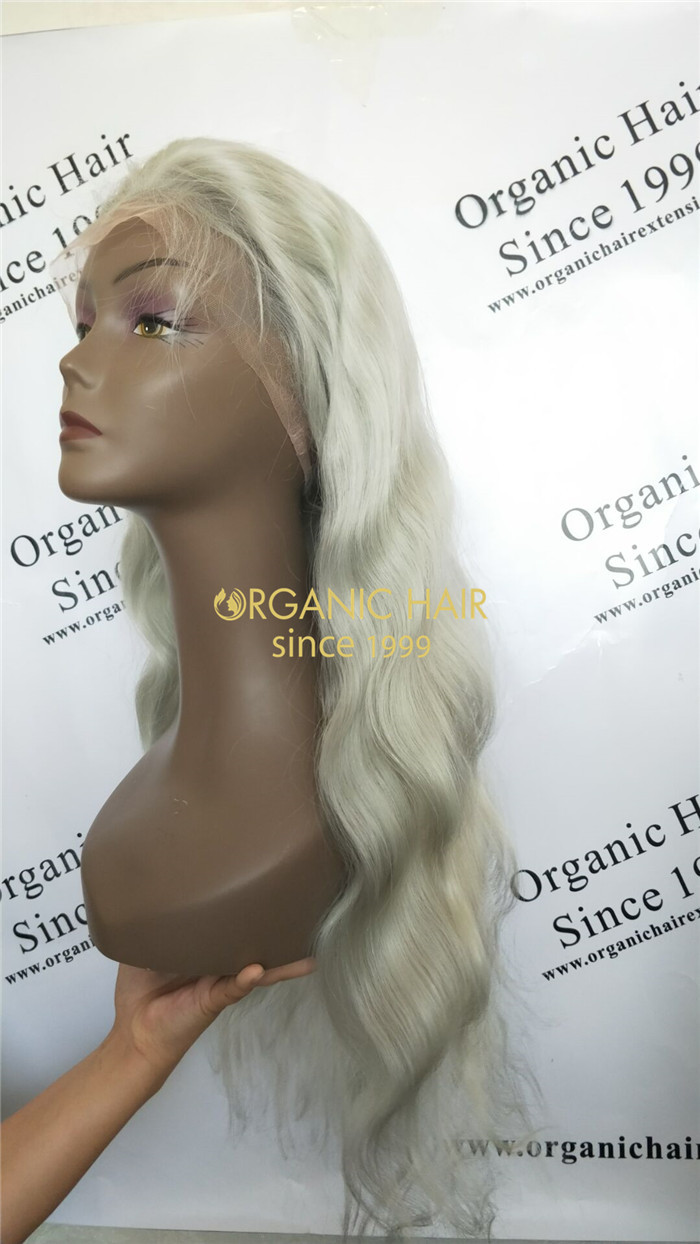 Wholesale glueless full lace human hair wigs Ice Green X38